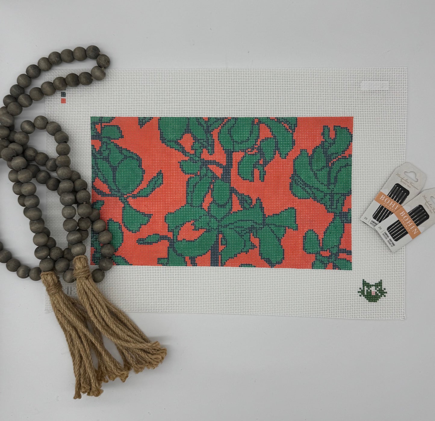 ORANGE ORCHID STRIPE NEEDLEPOINT CANVAS