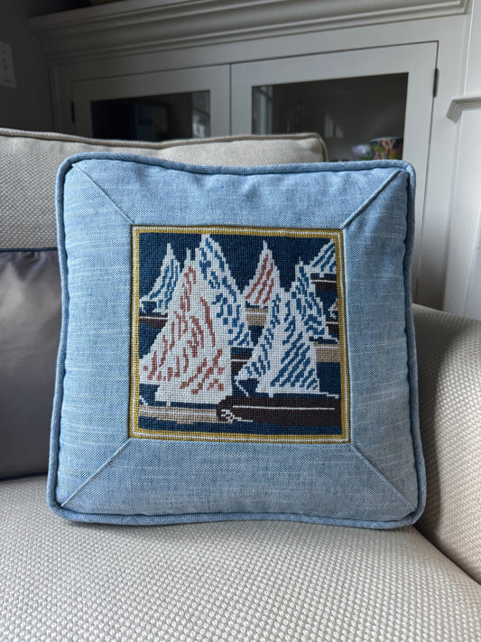 SAILBOATS WITH MUSTARD BORDER