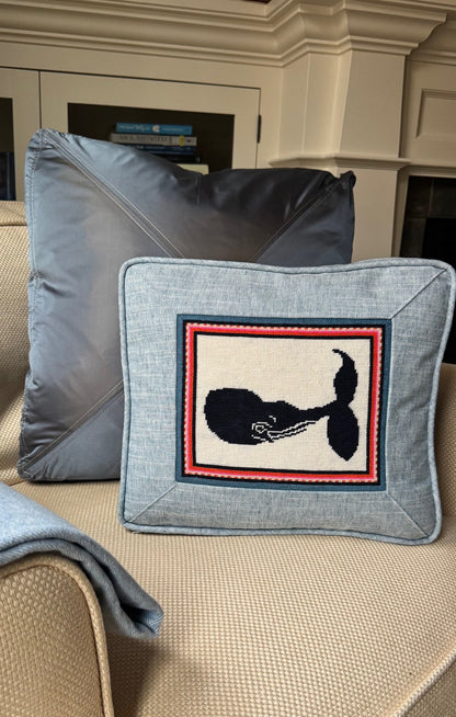 WHALE CANVAS WITH ORANGE TASSEL BORDER