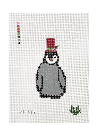 PENGUIN IN FESTIVE TOP HAT NEEDLEPOINT CANVAS