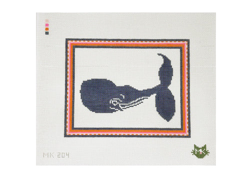 WHALE CANVAS WITH ORANGE TASSEL BORDER