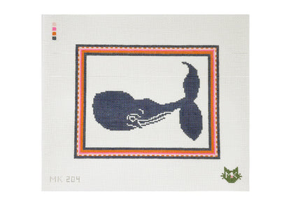 WHALE CANVAS WITH ORANGE TASSEL BORDER